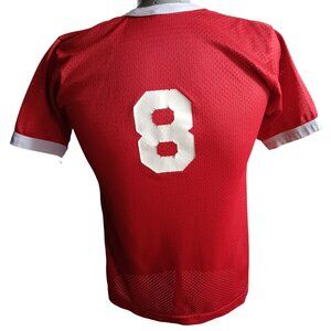 Men's Small Vintage T-shirt Single Stitch Mesh Ringer "8" 1980's Nylon USA Indy